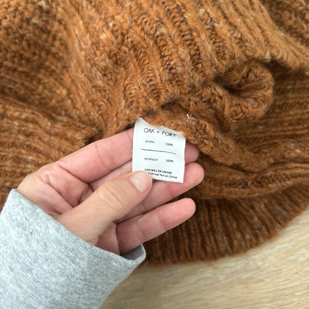 Oak & Fort Cozy Rib-Knit Crewneck Sweater - Rust Small - Picture 3 of 6